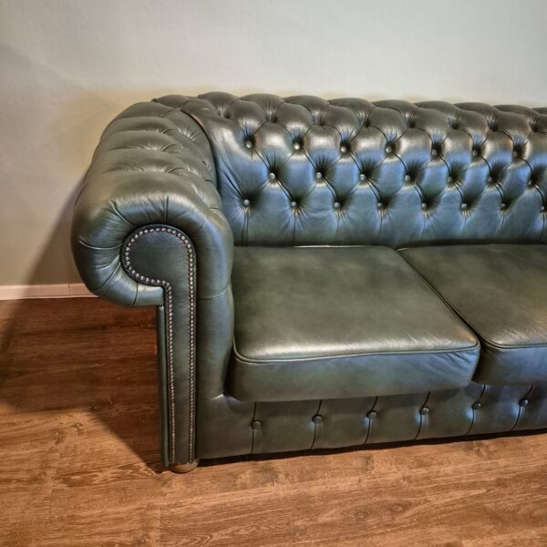 Chesterfield Hoekbank Donkergroen 4,25 m x 2,40 m - Afbeelding 2
