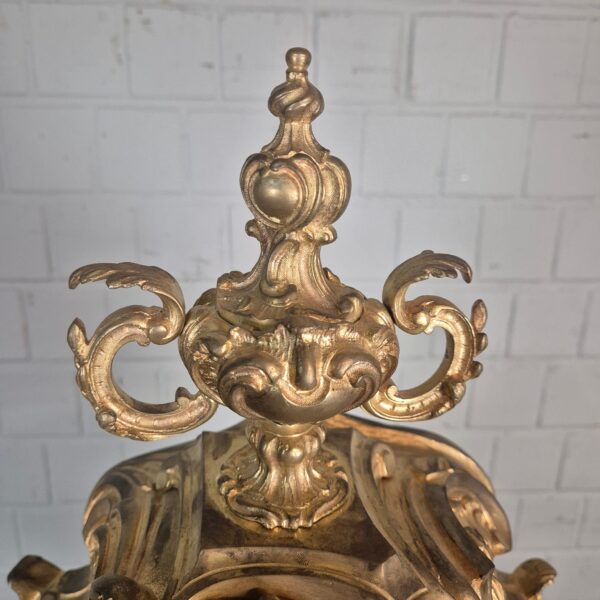Tafelklok Schouwklok Neobarok 1880 Messing - Afbeelding 6