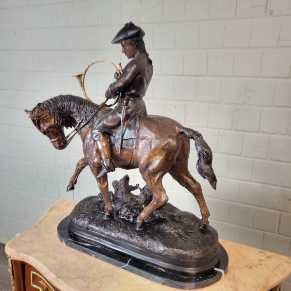 Beeld Jager te Paard 1940 Brons - Afbeelding 3