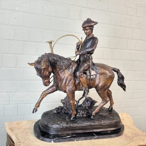 Beeld Jager te Paard 1940 Brons - Afbeelding 2
