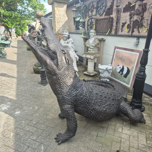 Beeld Tuinbeeld Krokodil Brons 2,10 m - Afbeelding 9