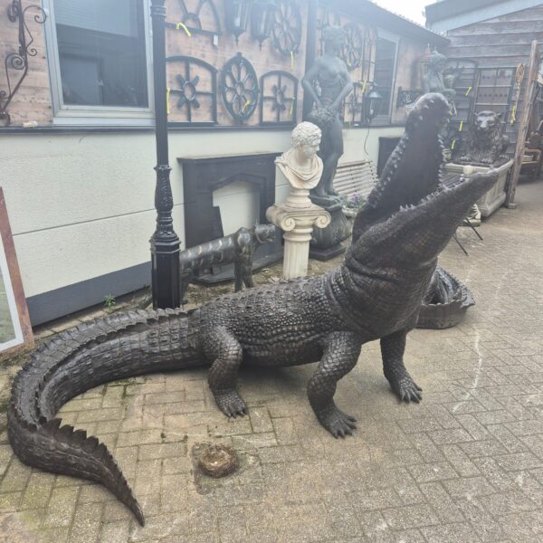 Beeld Tuinbeeld Krokodil Brons 2,10 m - Afbeelding 2