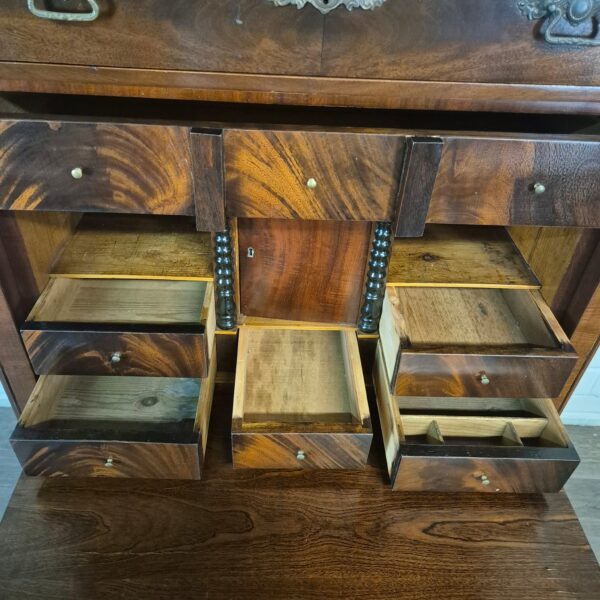 Secretaire Louis Philippe 1860 Mahonie - Afbeelding 10