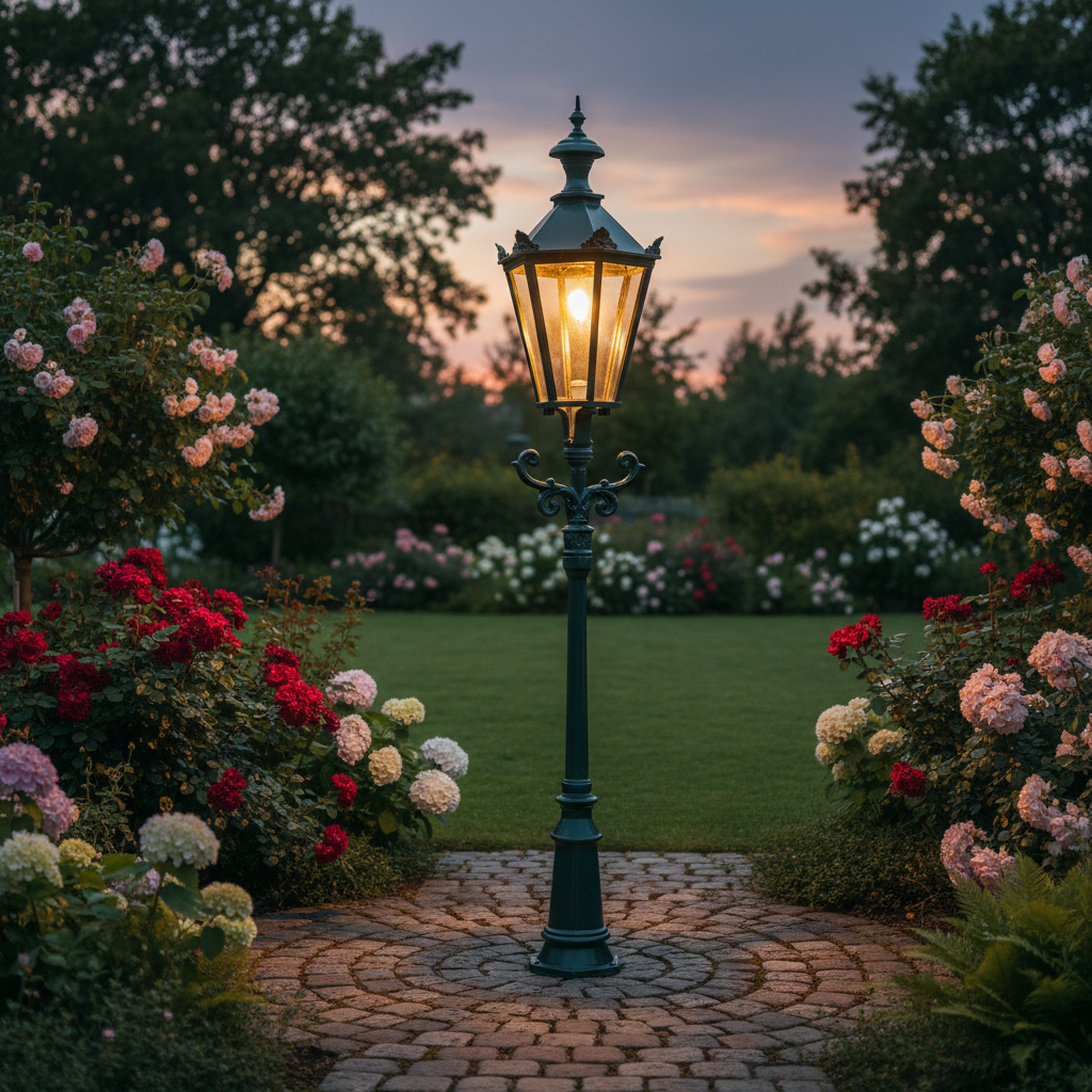 Lantaarn Tuinlamp Aluminium Groen 2,20 m - Afbeelding 2