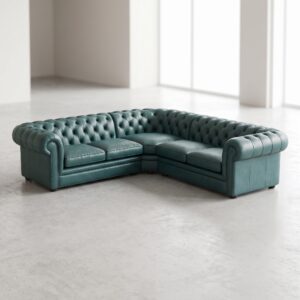 Chesterfield Hoekbank  Donker Turkoois 2,75 m x 2,90 m