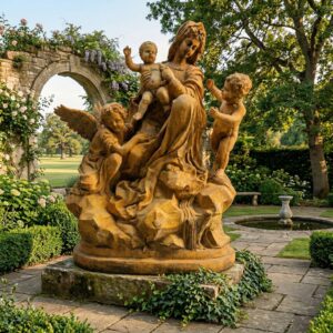 Beeld Tuinbeeld Madonna met Kind Steen 1,75 m