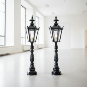 Set Tuinlampen Lantaarns Aluminium Zwart 1,10 m