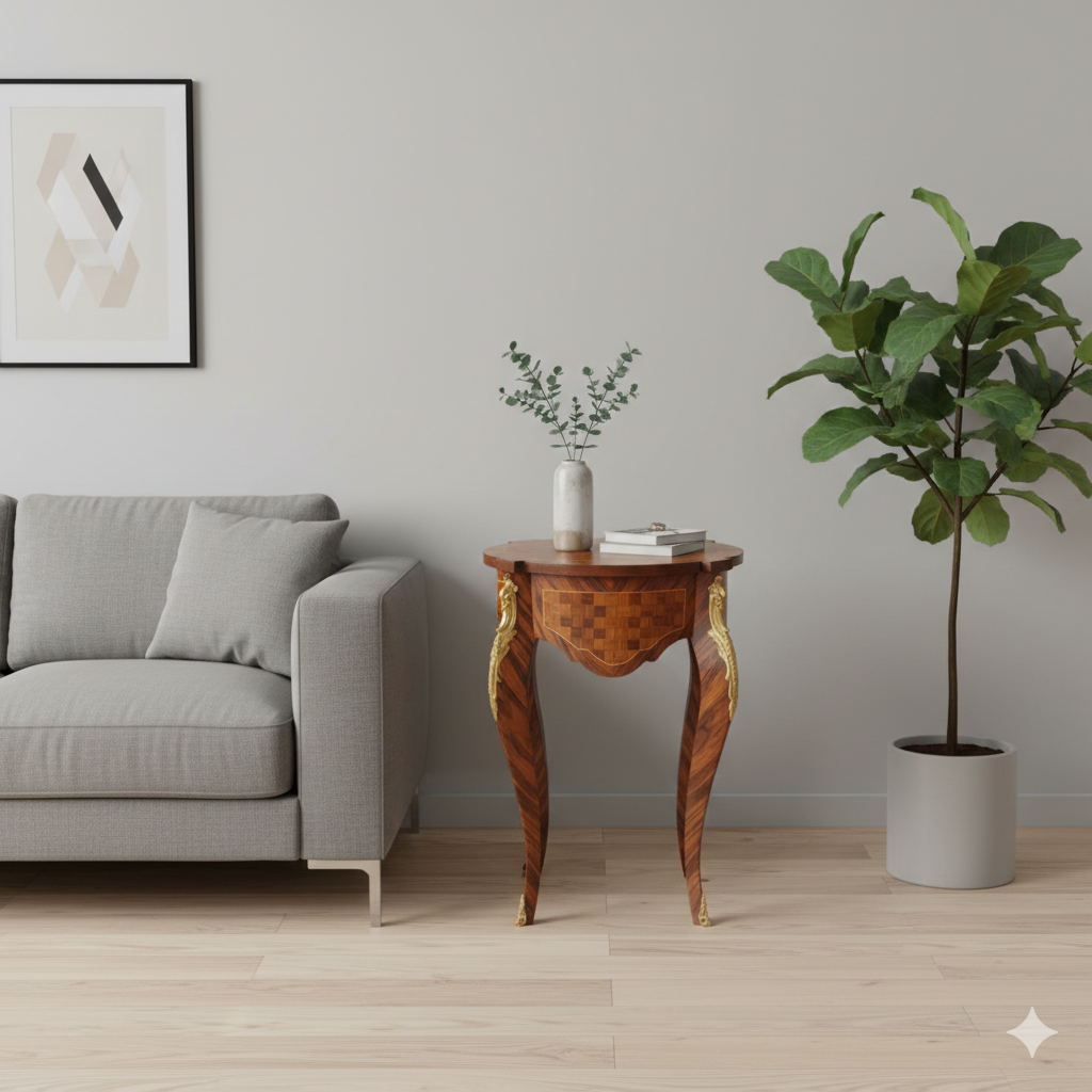 Tafeltje Noten Neobarok Ø 0,50 m - Afbeelding 2