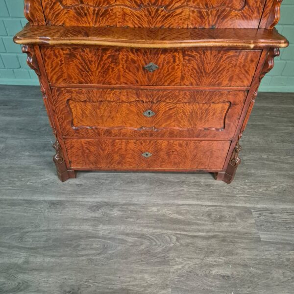 Secretaire Louis Philippe 1860 Berkenhout - Afbeelding 8