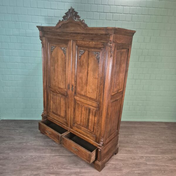 Kast Kledingkast Gründerzeit 1880 Eiken - Afbeelding 17