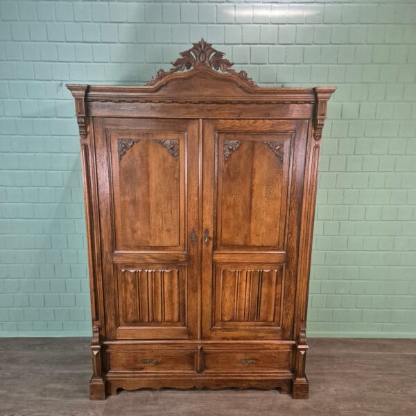 Kast Kledingkast Gründerzeit 1880 Eiken - Afbeelding 2