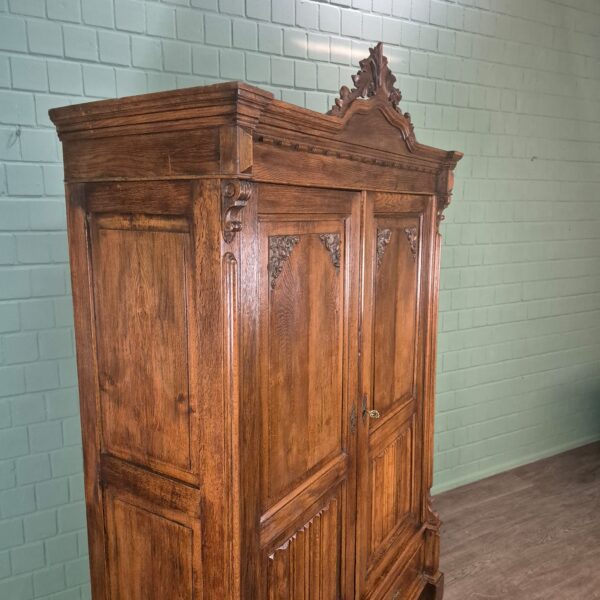 Kast Kledingkast Gründerzeit 1880 Eiken - Afbeelding 4