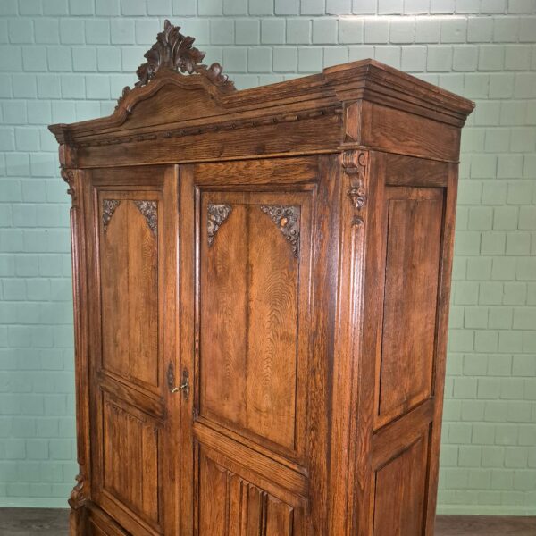 Kast Kledingkast Gründerzeit 1880 Eiken - Afbeelding 6