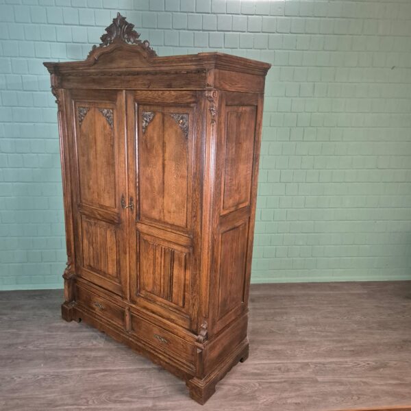 Kast Kledingkast Gründerzeit 1880 Eiken - Afbeelding 3