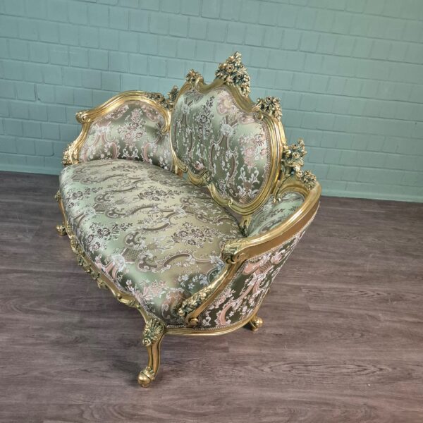 Bank Sofa Goud-Groen Barokstijl 1,50 m - Afbeelding 3