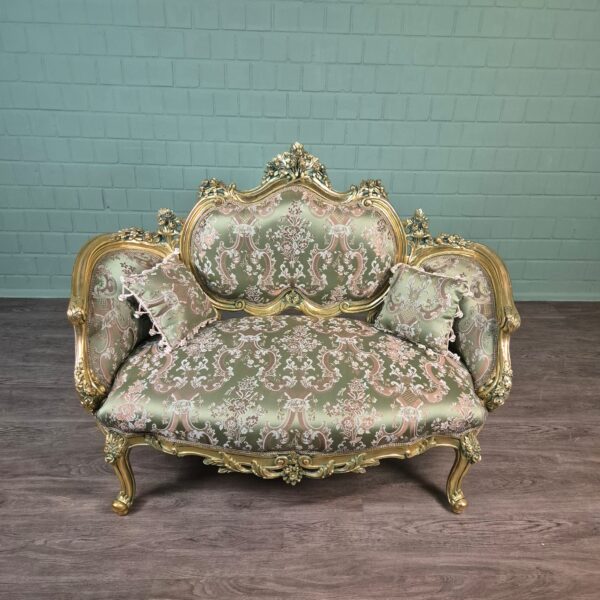 Bank Sofa Goud-Groen Barokstijl 1,50 m - Afbeelding 2