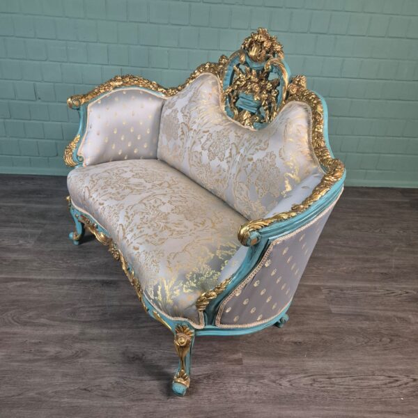 Bank Sofa Goud-IJsblauw Barokstijl 1,50 m - Afbeelding 4