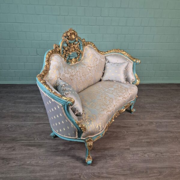 Bank Sofa Goud-IJsblauw Barokstijl 1,50 m - Afbeelding 2