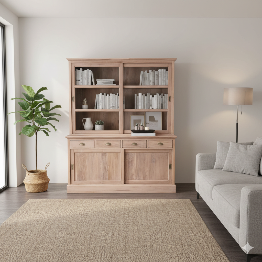 Vitrine Boekenkast Teak 1,65 m - Afbeelding 2