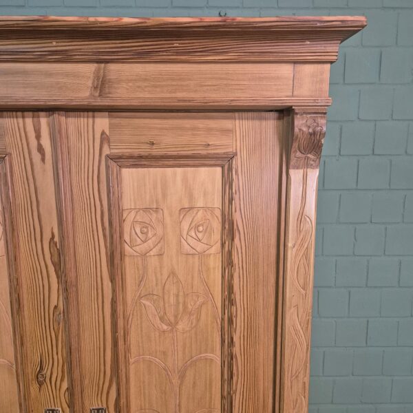 Kast Kledingkast Jugendstil 1900 Grenen - Afbeelding 11