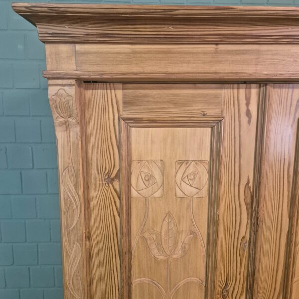 Kast Kledingkast Jugendstil 1900 Grenen - Afbeelding 4