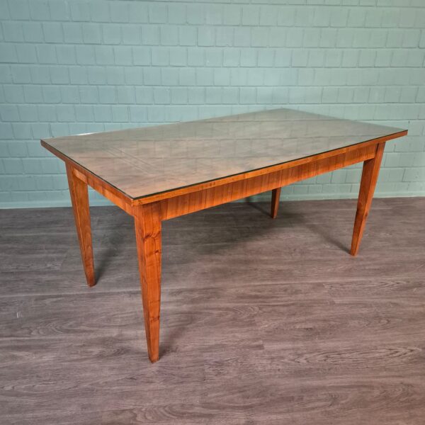 Eettafel met Glasplaat Jugendstil 1900 Essen Hout