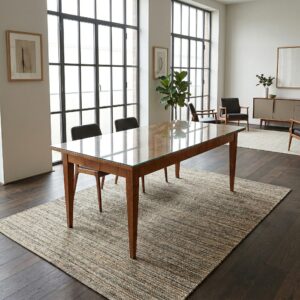 Eettafel met Glasplaat Jugendstil 1900 Essen Hout