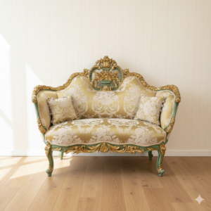 Bank Sofa Goud-Creme Barokstijl 1,50 m