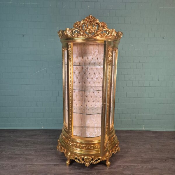 Vitrine Barokstijl Massief Hout Goud 1,02 m - Afbeelding 9