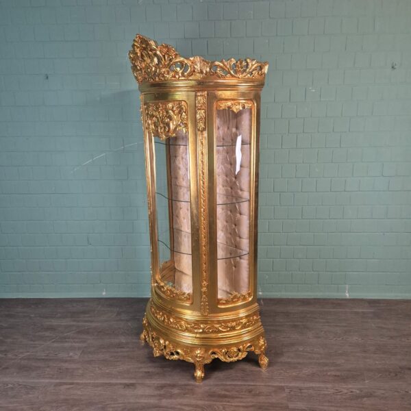 Vitrine Barokstijl Massief Hout Goud 1,02 m - Afbeelding 3