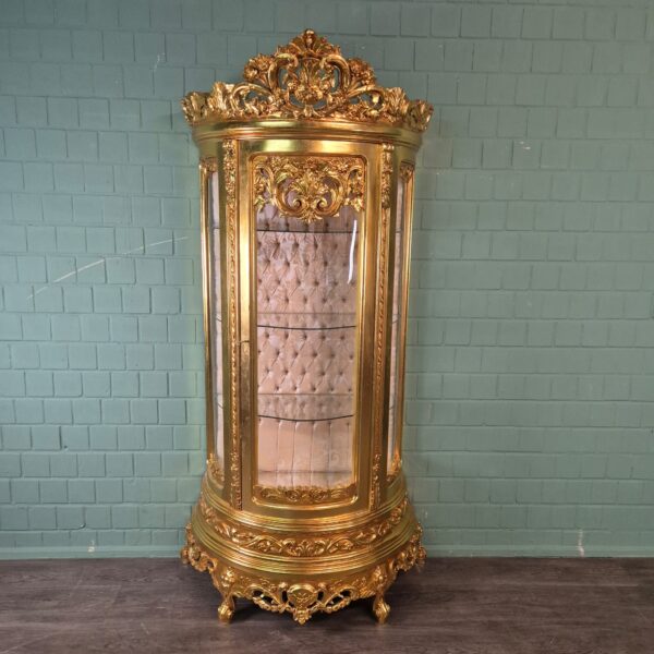Vitrine Barokstijl Massief Hout Goud 1,02 m - Afbeelding 2