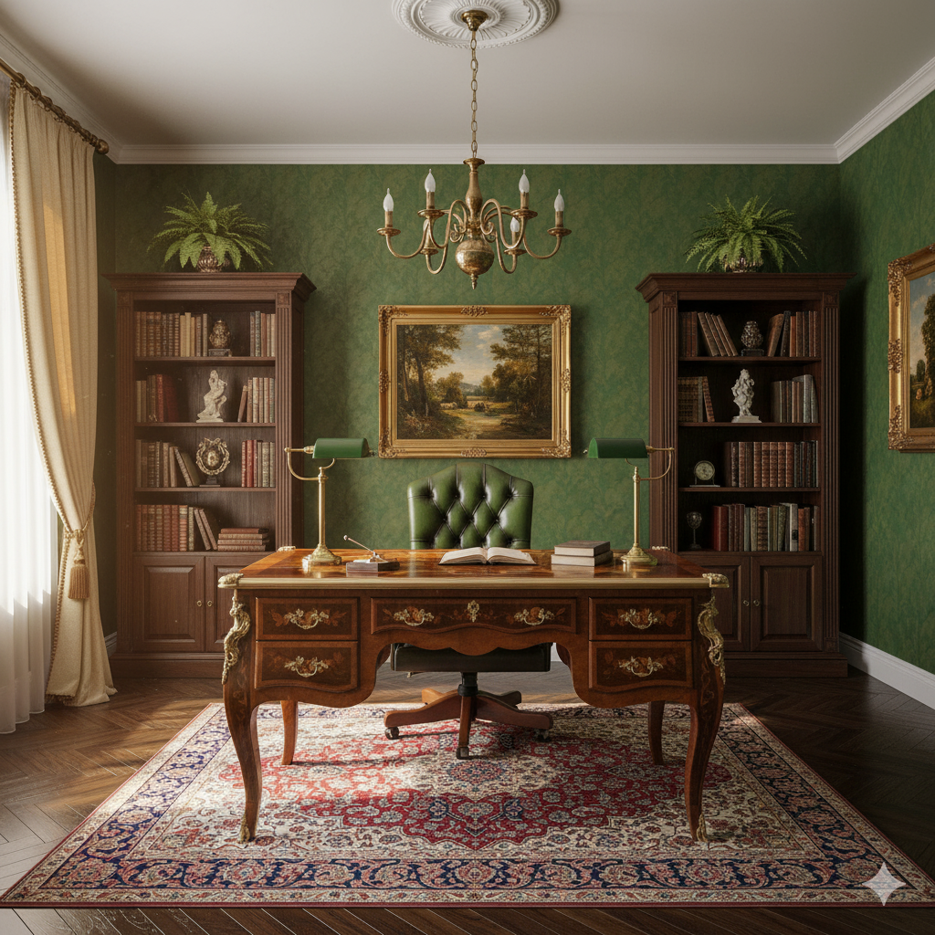 Bureau Noten Barok Stijl 1,35 m x 0,75 m - Afbeelding 2