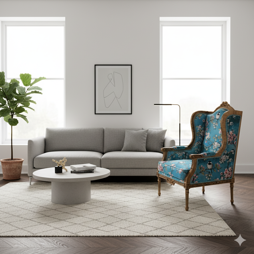 Fauteuil Barokstijl Blauw - Afbeelding 2