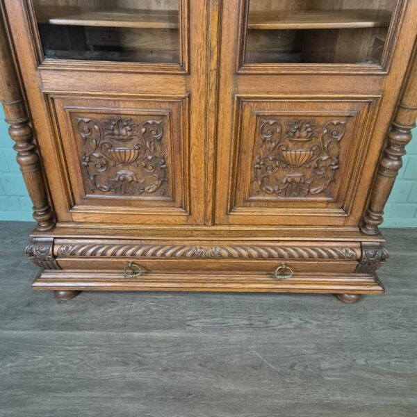 Vitrine Boekenkast Gründerzeit 1880 Eiken - Afbeelding 6