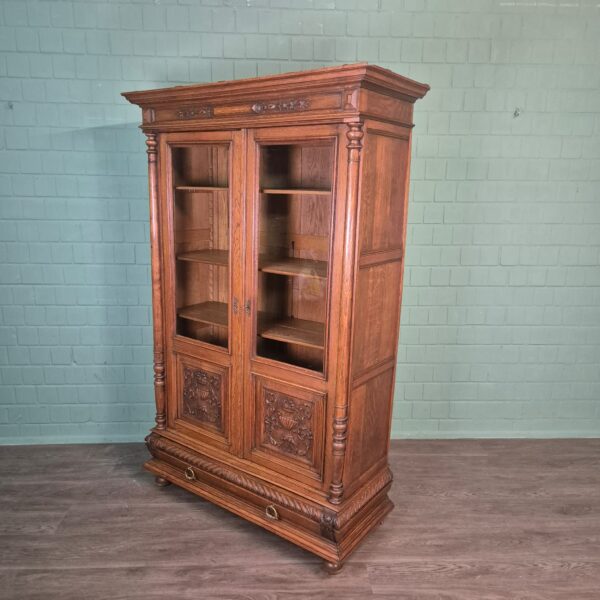 Vitrine Boekenkast Gründerzeit 1880 Eiken - Afbeelding 3