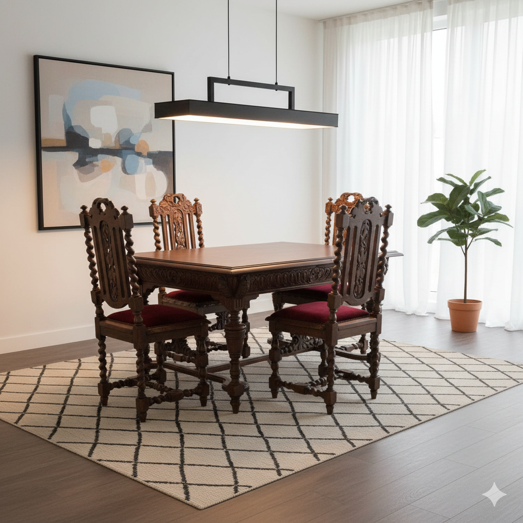 Set Stoelen Gründerzeit 1880 Eiken - Afbeelding 2