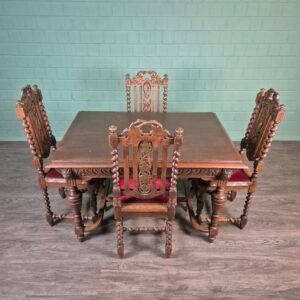 Stoelen & Tafel Set Gründerzeit 1880 Eiken