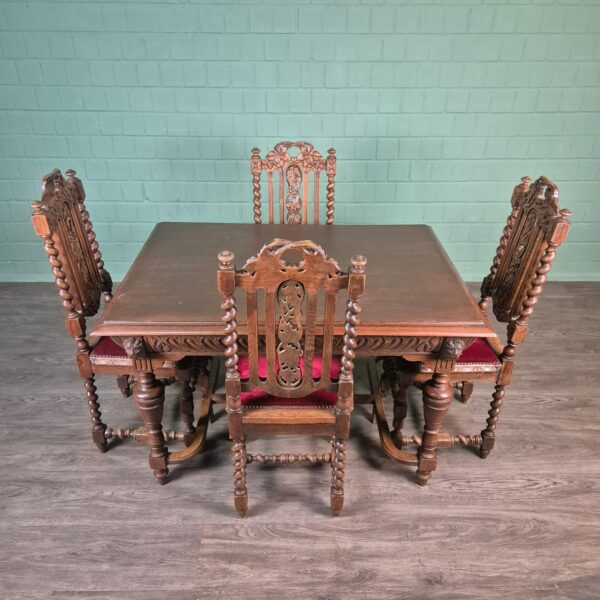 Stoelen & Tafel Set Gründerzeit 1880 Eiken