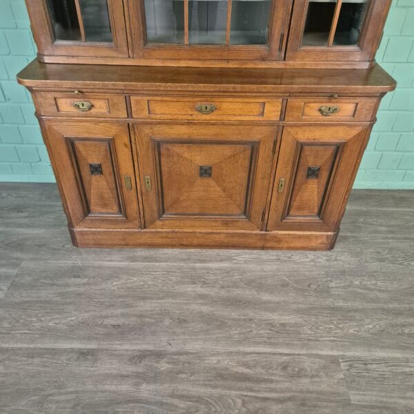 Vitrine Boekenkast Jugendstil 1900 Eiken - Afbeelding 9