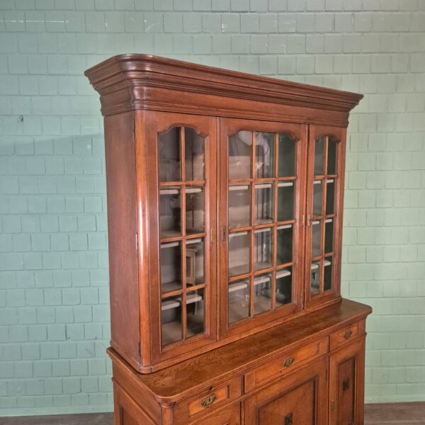 Vitrine Boekenkast Jugendstil 1900 Eiken - Afbeelding 5