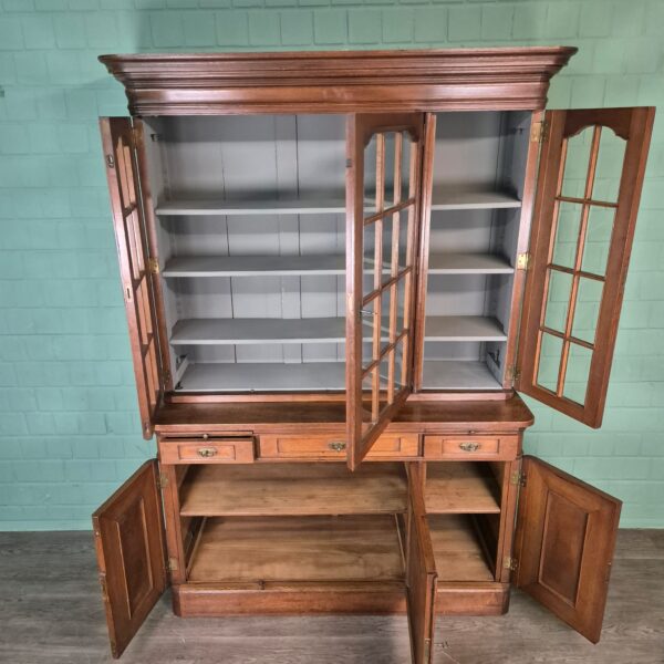 Vitrine Boekenkast Jugendstil 1900 Eiken - Afbeelding 12