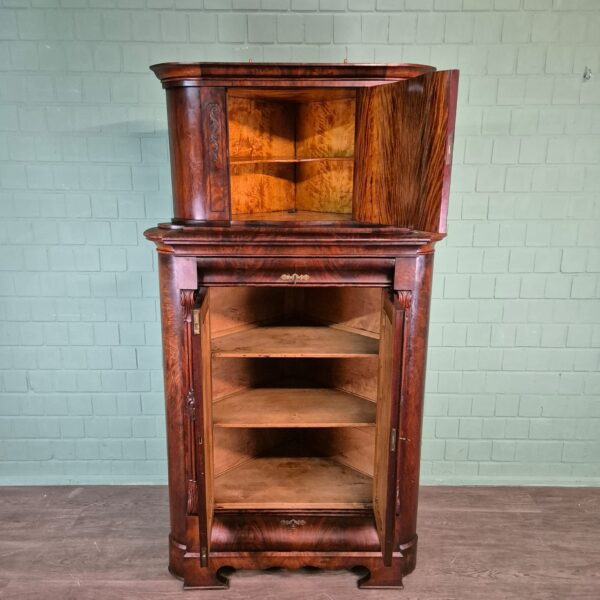 Hoekkast Biedermeier 1840 Mahonie - Afbeelding 13