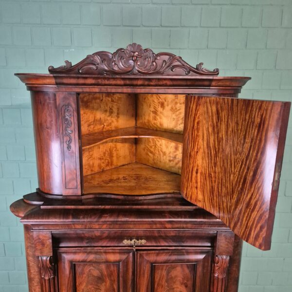 Hoekkast Biedermeier 1840 Mahonie - Afbeelding 14
