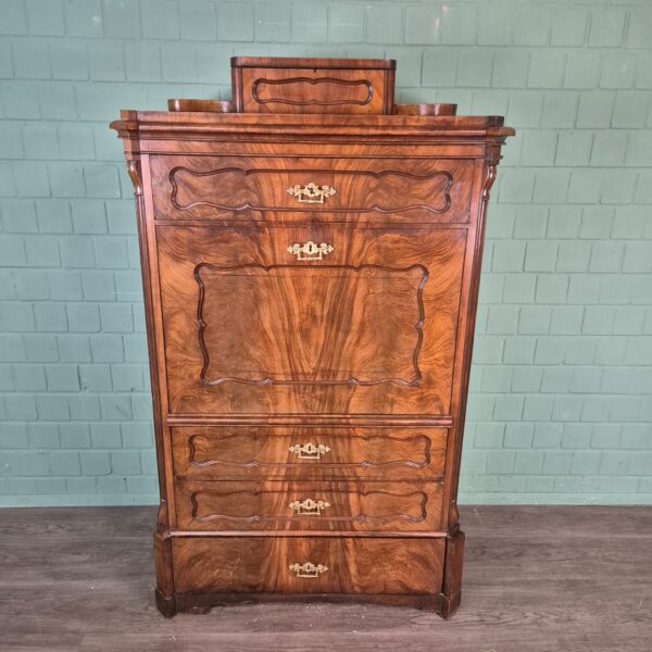 Secretaire Louis Philippe 1860 Mahonie - Afbeelding 4