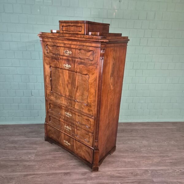 Secretaire Louis Philippe 1860 Mahonie - Afbeelding 5