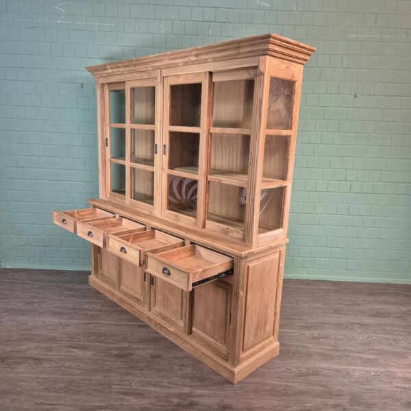 Vitrine Boekenkast Teak 2,20 m - Afbeelding 13
