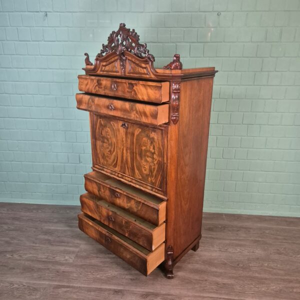 Secretaire Biedermeier 1860 Mahonie - Afbeelding 16