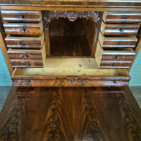 Secretaire Biedermeier 1860 Mahonie - Afbeelding 13