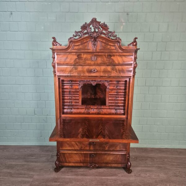 Secretaire Biedermeier 1860 Mahonie - Afbeelding 9