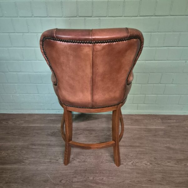 Set Chesterfield Barkrukken Leder Cognac - Afbeelding 10